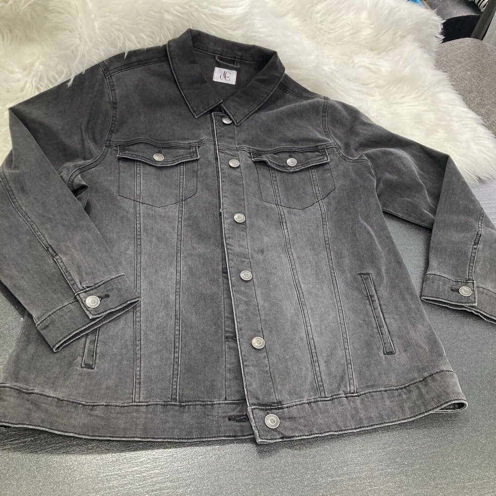 DC Men’s Denim Jean Jacket Charcoal Matt Black Unisex Adult Size X 99% Cotton